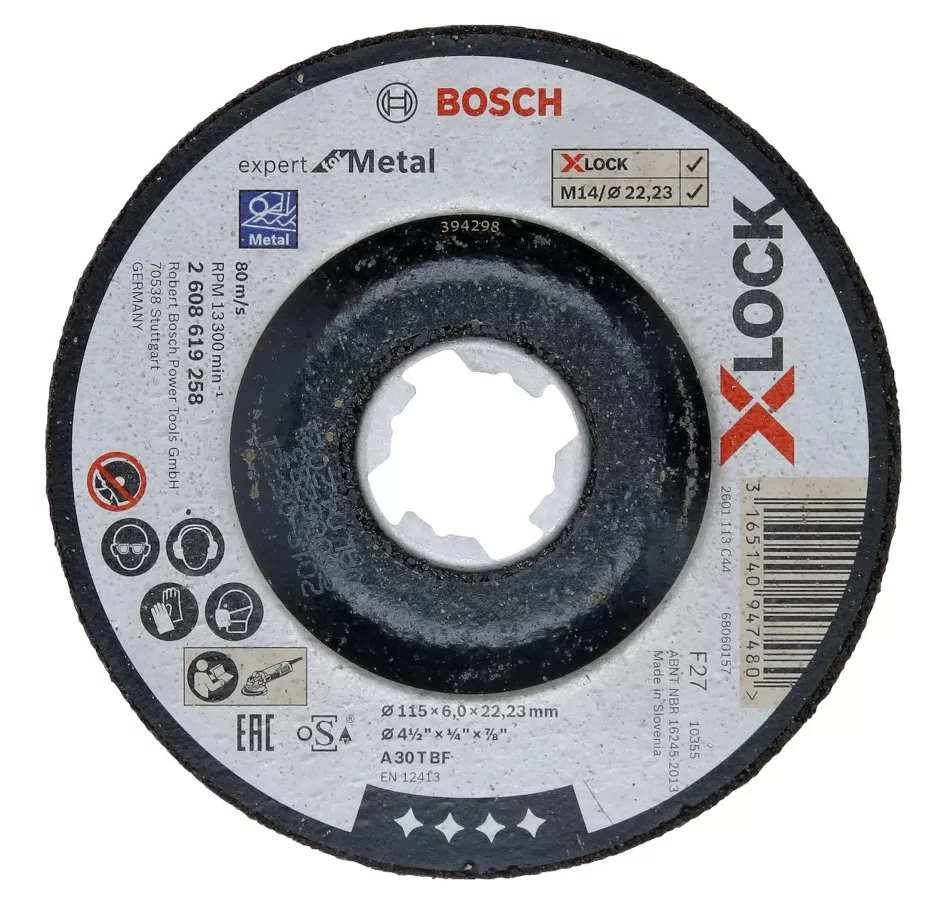 Meule à ébarber XLock 115mm Expert for Metal Bosch (par 10)